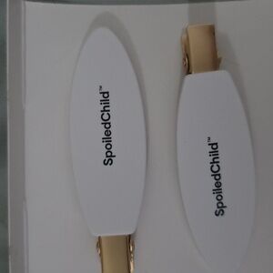 Spoiled Child White and Gold Hair Clips NIP
